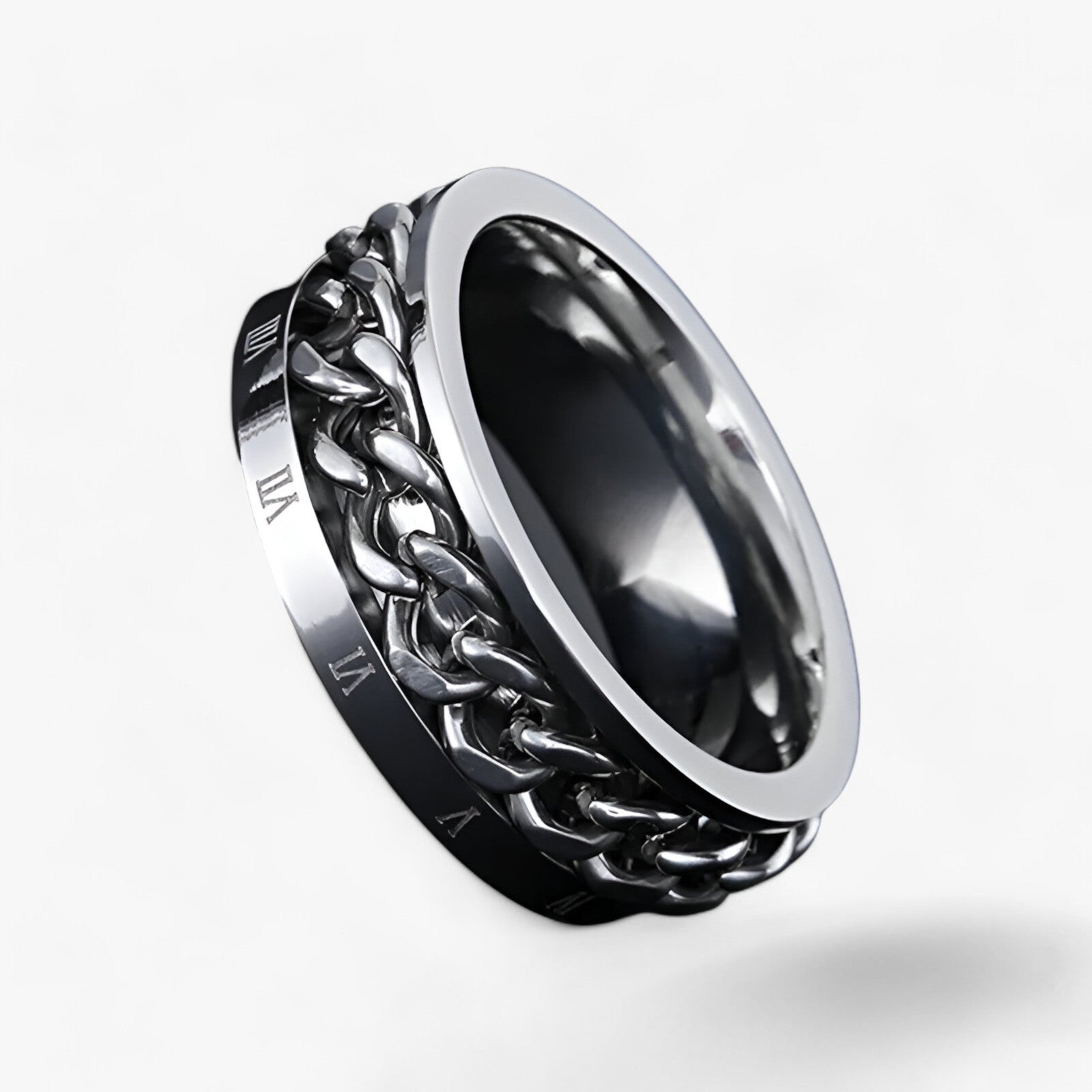 Modyle | Romersk Tal Spinner Ring - Moderne Æstetik og Holdbar Konstruktion