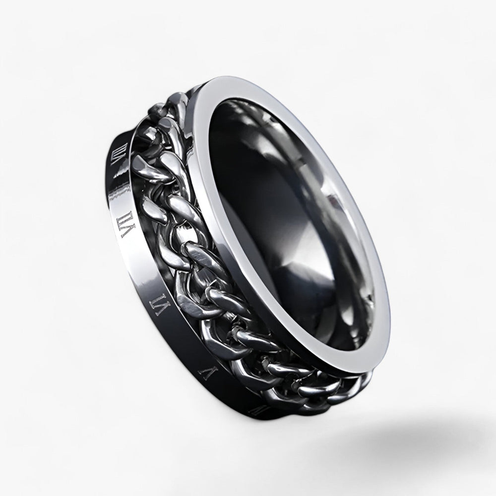 Modyle | Romersk Tal Spinner Ring - Moderne Æstetik og Holdbar Konstruktion