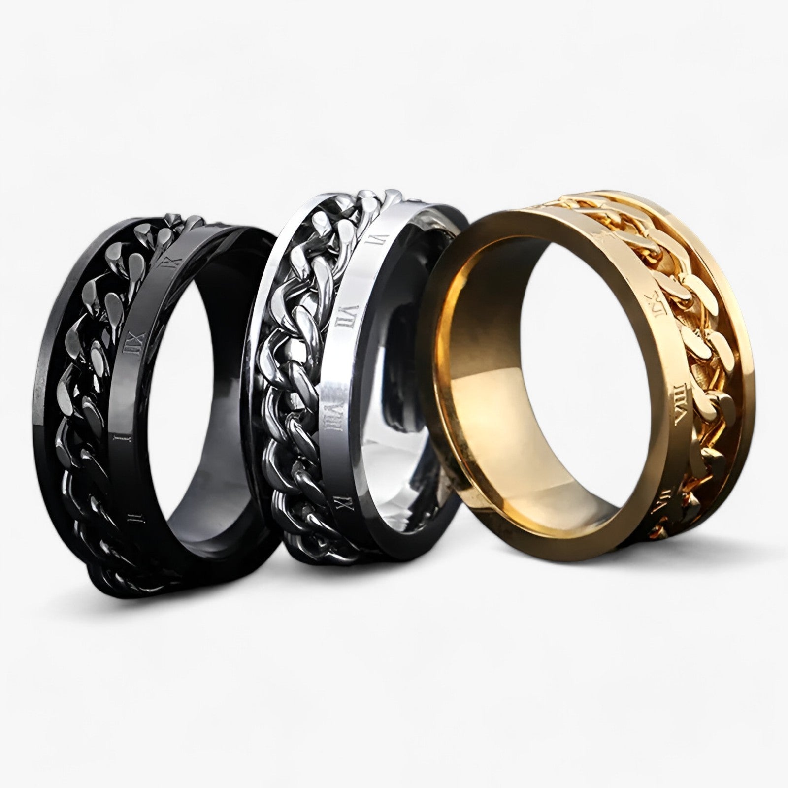 Modyle | Romersk Tal Spinner Ring - Moderne Æstetik og Holdbar Konstruktion