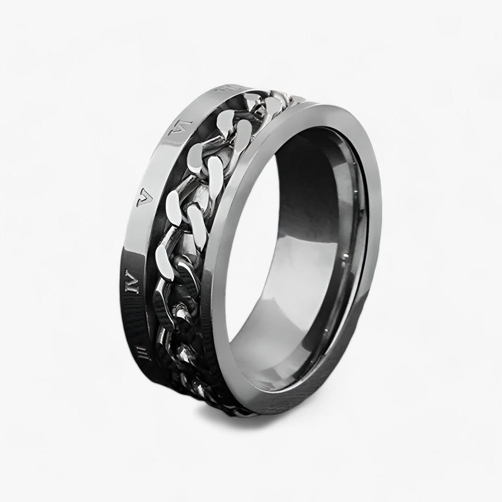 Modyle | Romersk Tal Spinner Ring - Moderne Æstetik og Holdbar Konstruktion