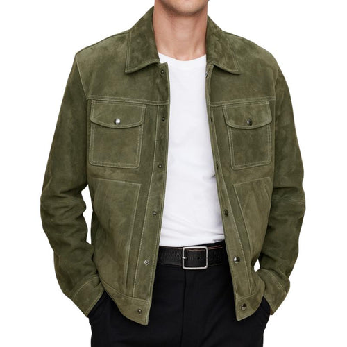 Slim fit-jakke i ruskind med flere lommer