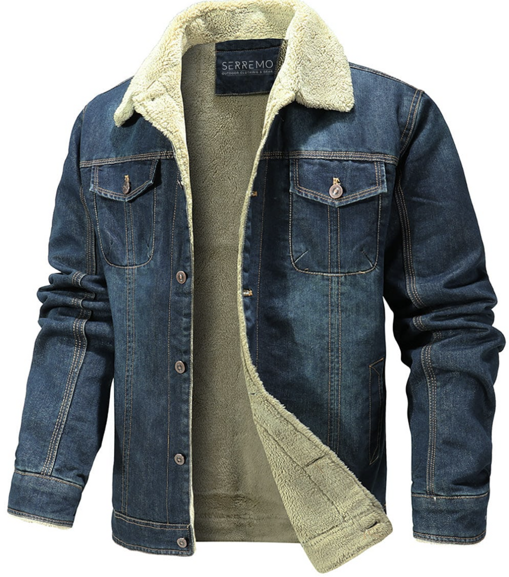 Fleece denimjakke til komfort og stil til mænd