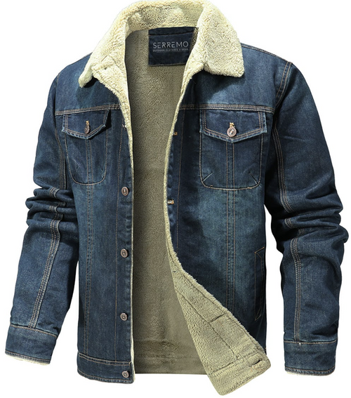 Fleece denimjakke til komfort og stil til mænd