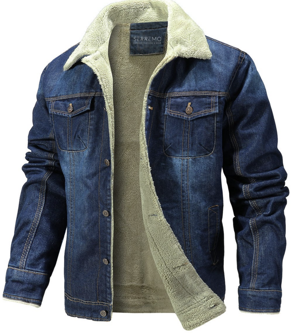 Fleece denimjakke til komfort og stil til mænd