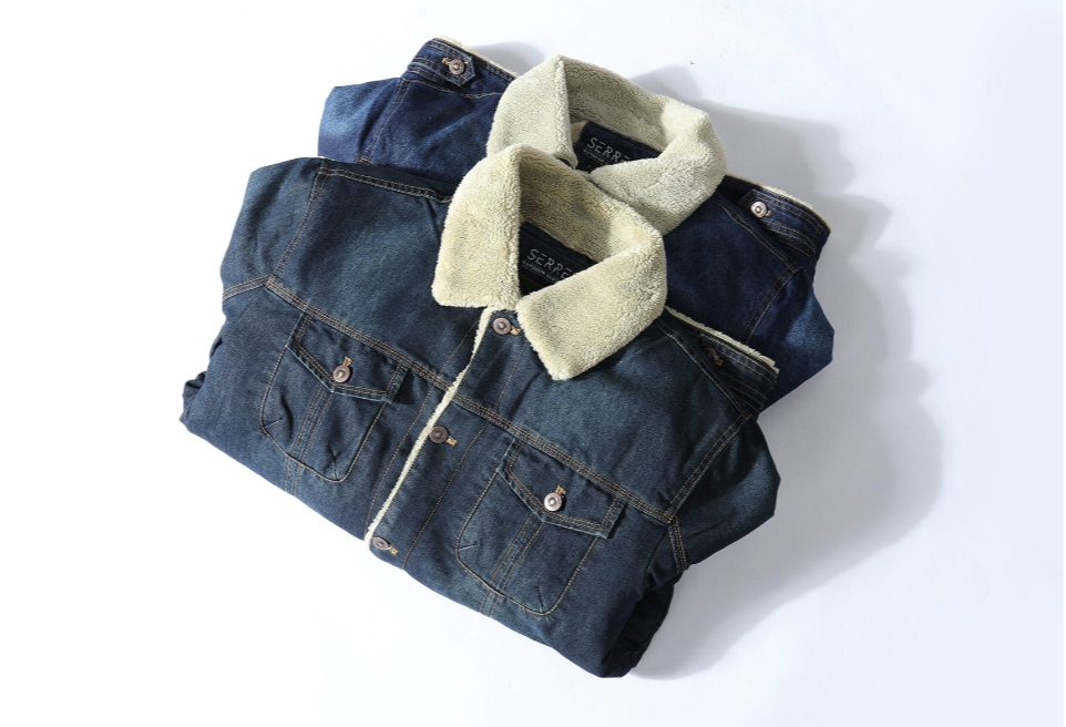 Fleece denimjakke til komfort og stil til mænd