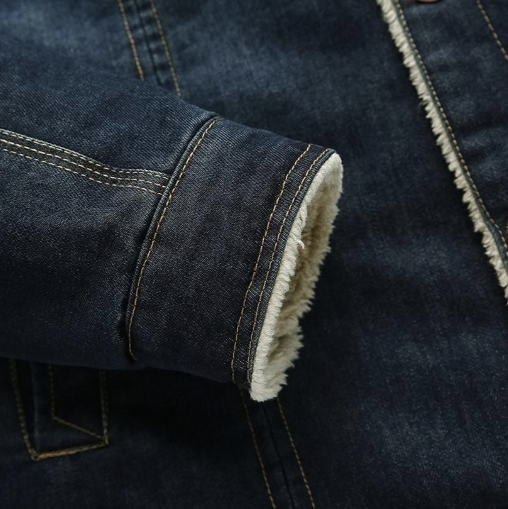 Fleece denimjakke til komfort og stil til mænd