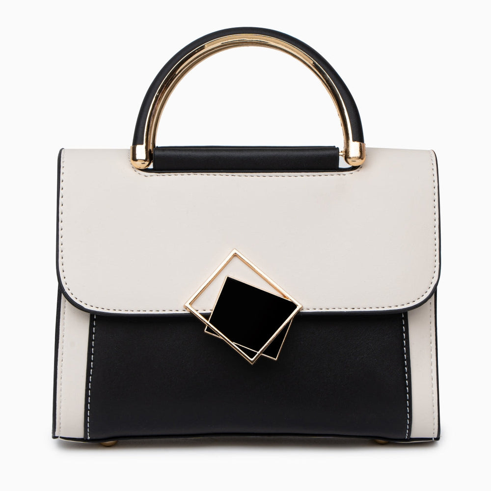 Rina - Color Block skuldertaske med geometrisk spænde