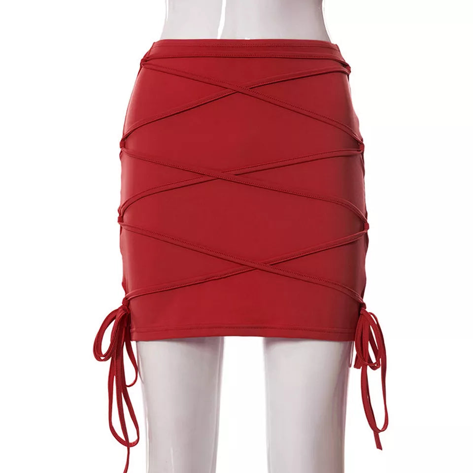 Selena - Ruched mini-nederdel med justerbar snøre