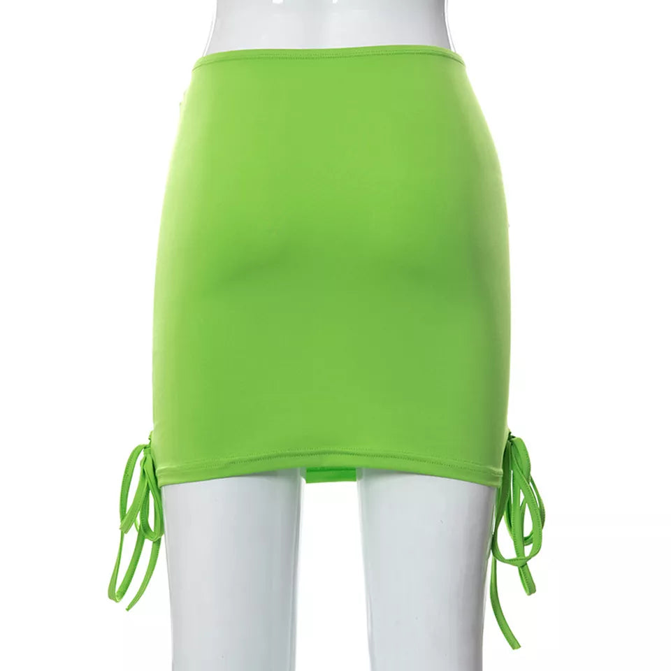 Selena - Ruched mini-nederdel med justerbar snøre