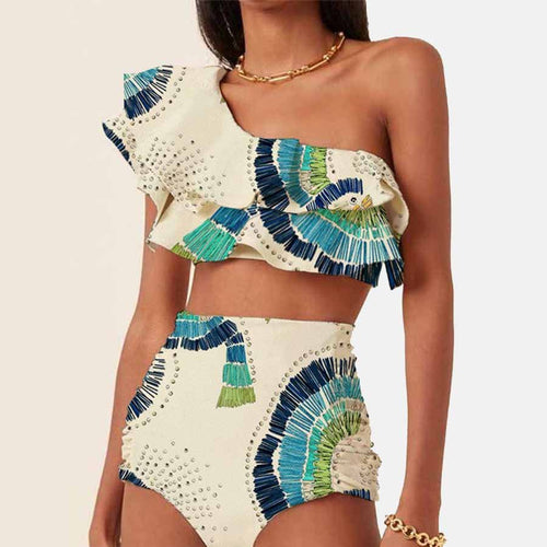 Sara | One Shoulder Bikini med print