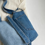 Casual skuldertaske i denim med patchwork-design - Piper