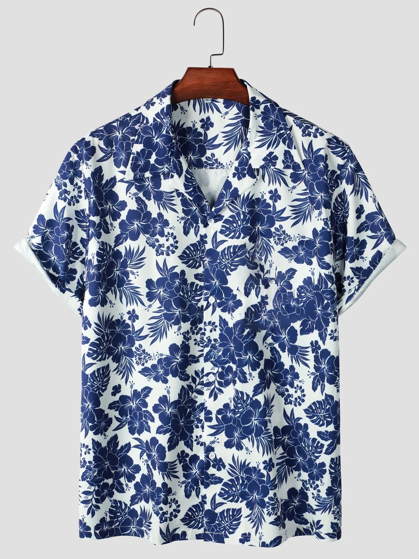 Blomsterprint blå com hawaii skjorte herre - Bjorn