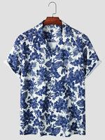 Blomsterprint blå com hawaii skjorte herre - Bjorn