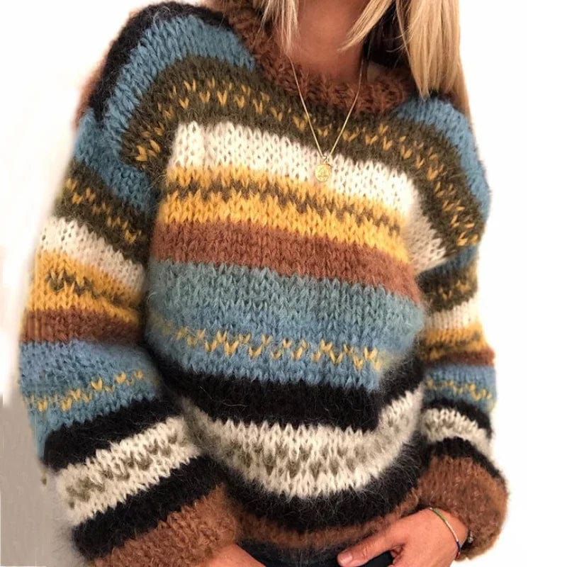Vintage Rainbow Jacquard langærmet sweater
