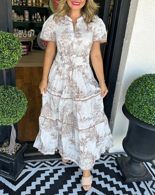 Boheme-Inspireret Maxi Kjole | Let & Luftig | Vintage Print