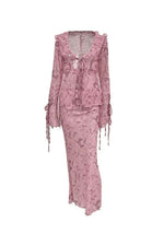 Transparent Sæt med Slå-om Top og Lang Nederdel | Chiffon | Boheme & Trendy