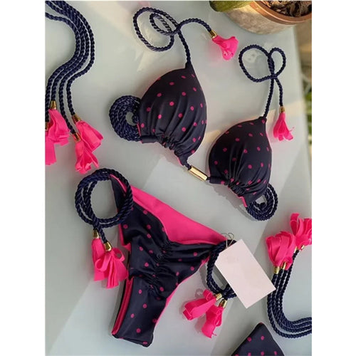 MODA Blomsterprint flettet trepunkts split bikinier