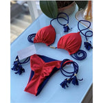 MODA Blomsterprint flettet trepunkts split bikinier