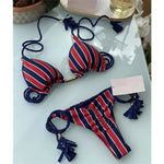 MODA Blomsterprint flettet trepunkts split bikinier