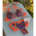 MODA Blomsterprint flettet trepunkts split bikinier