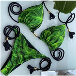 MODA Blomsterprint flettet trepunkts split bikinier