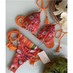 MODA Blomsterprint flettet trepunkts split bikinier