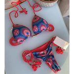 MODA Blomsterprint flettet trepunkts split bikinier