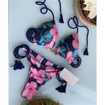 MODA Blomsterprint flettet trepunkts split bikinier