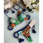 MODA Blomsterprint flettet trepunkts split bikinier