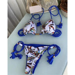 MODA Blomsterprint flettet trepunkts split bikinier